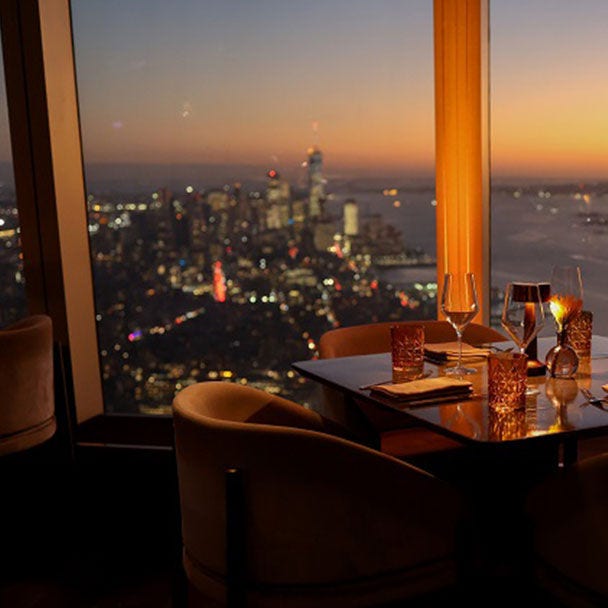 Dining with a view at a restaurant.
