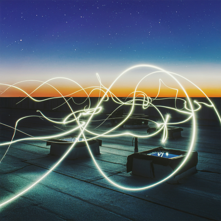 Abstract light waves at dusk.