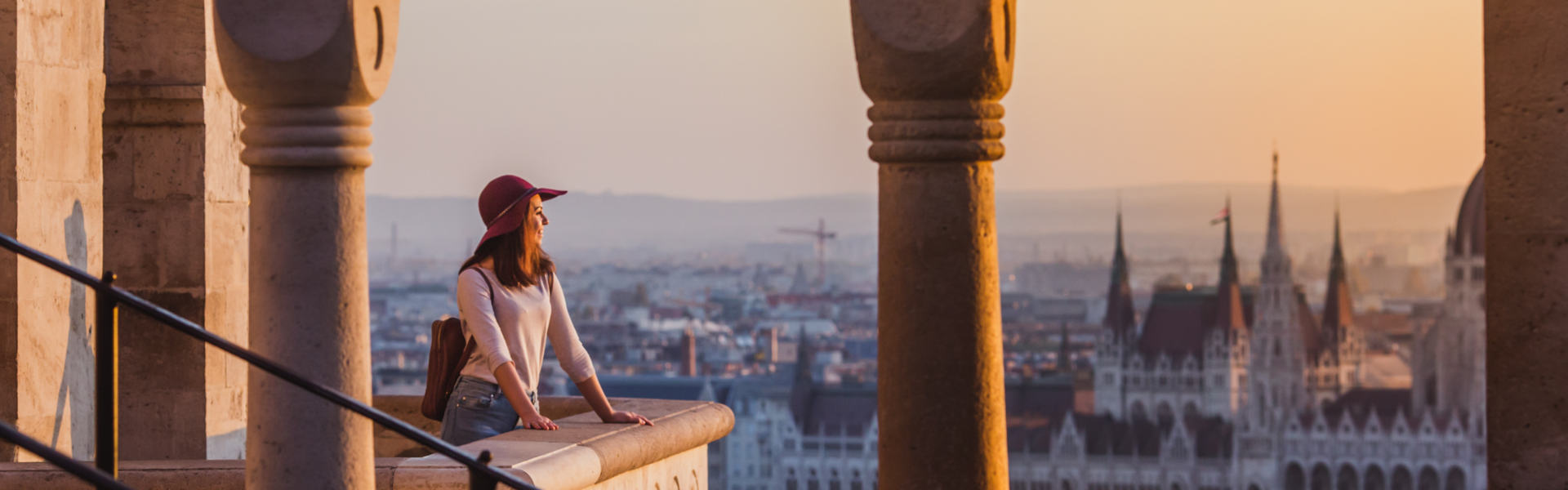 Woman overlooking city